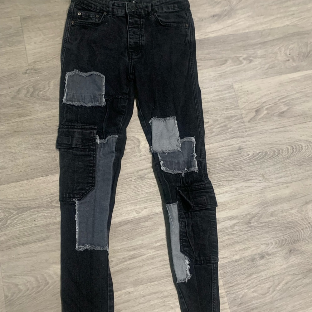 Boohoomen Skinny Stretch Patchwork Jeans